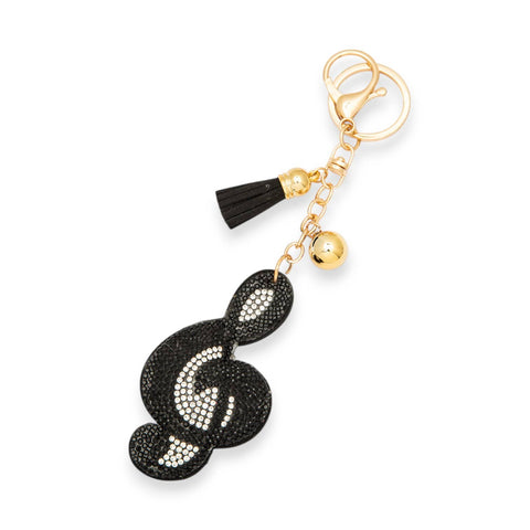 Treble Clef Rhinestone Pillow Key Chain