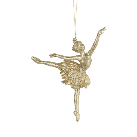 Ballerina Gold Glitter Acrylic Ornament