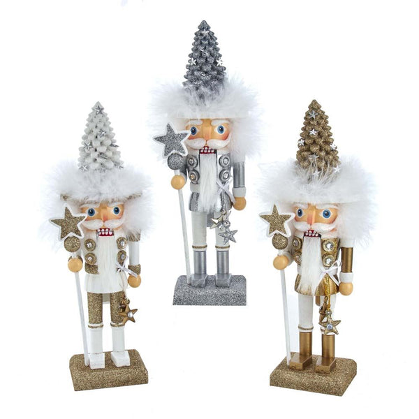 White Gold Silver Tree Hat Nutcrackers