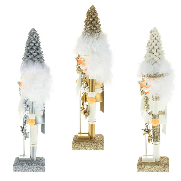 White Gold Silver Tree Hat Nutcrackers