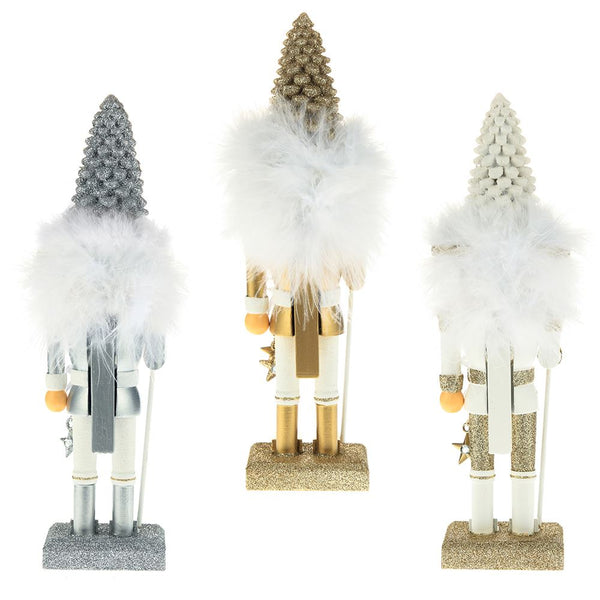 White Gold Silver Tree Hat Nutcrackers