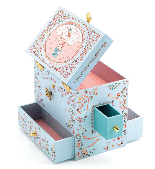 Blue Cloud Ballerina Musical Jewelry Box