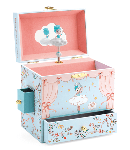 Blue Cloud Ballerina Musical Jewelry Box