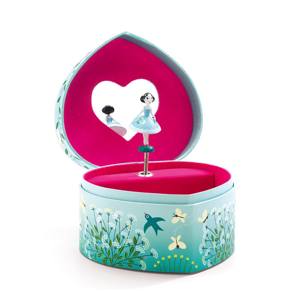 Blue Heart Ballerina Musical Jewelry Box