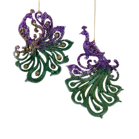Glitter Peacock Ornaments