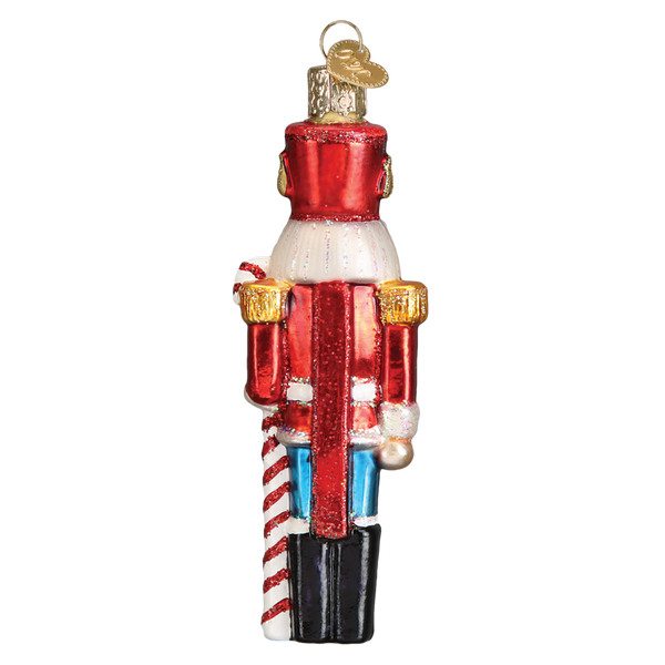 Peppermint Nutcracker Glass Ornament