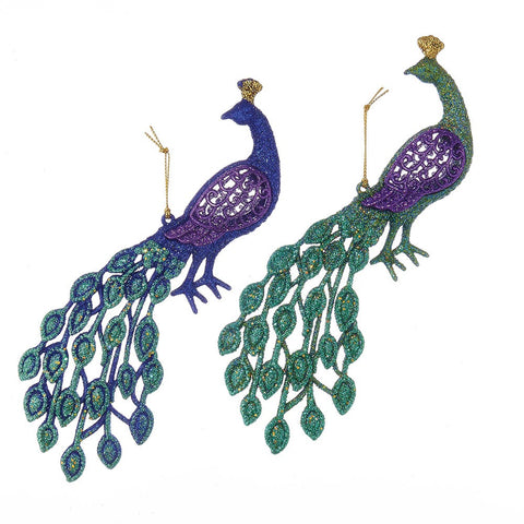 Glitter Peacock Ornaments